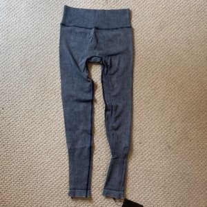 Lazuli Label Acid Wash V-Seam Ribbed Leggings Petrol Blue XS